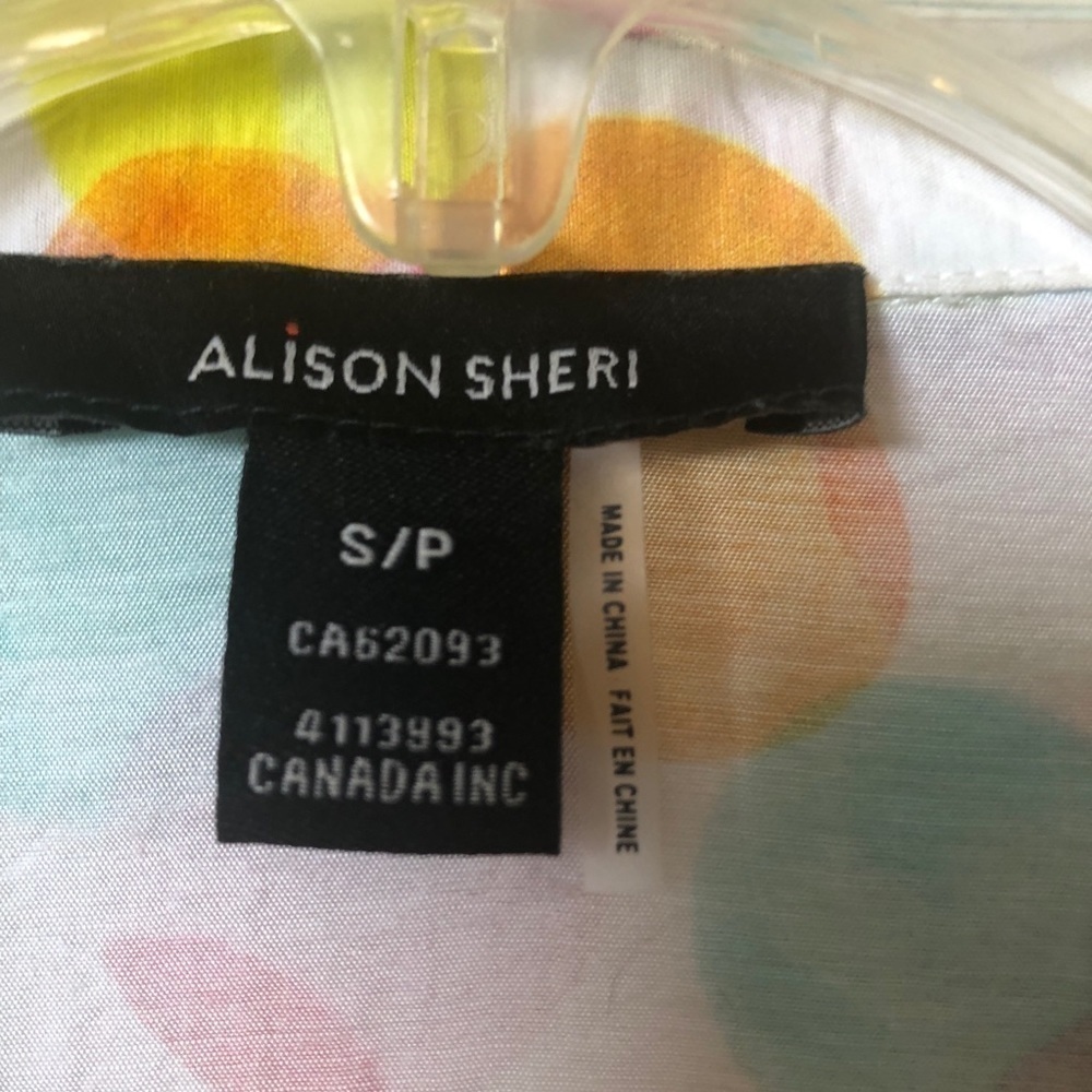 Alison Sheri Polka Dot Smock Top Multi Colour 3/4 Roll-Tab Sleeve Shell Buttons - Picture 5 of 10